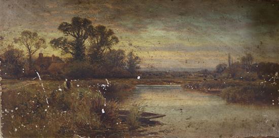 Alfred Augustus Glendening (1840-1910), oil on canvas, initialled AAG and dated 89, 20 x 45cm